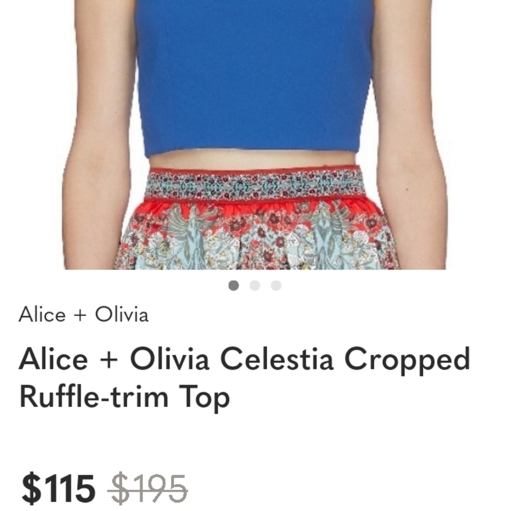 Alice + Olivia Royal Blue Ruffled Strap Crop Top - Picture 5 of 16